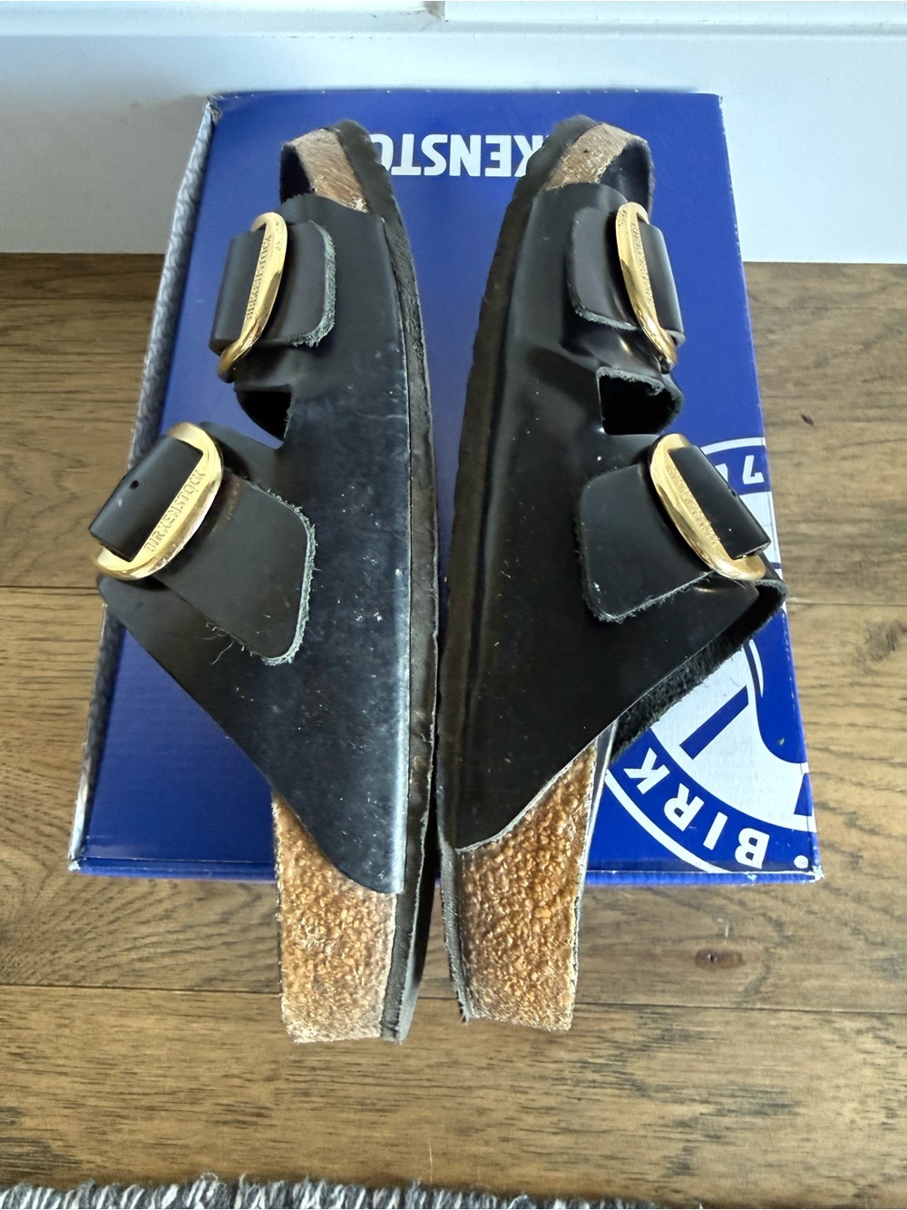 Birkenstock Big Buckle High Shine Black Arizona Sandals - Picture 5 of 14